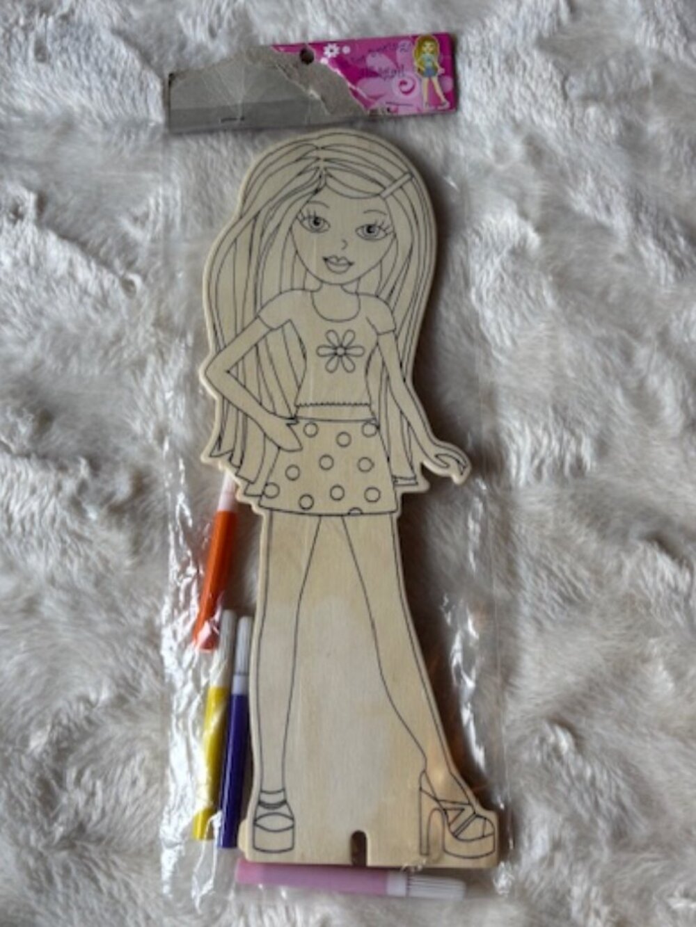 Crafty Productions All Dolled Up 11.5” Wooden Doll Abigail Craft Kit Markers NIP